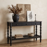 Solid Wood Console Table Vintage Sofa Table Entryway Table Display Stand Accent Table with 3 Drawers, Black