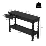 Solid Wood Console Table Vintage Sofa Table Entryway Table Display Stand Accent Table with 3 Drawers, Black