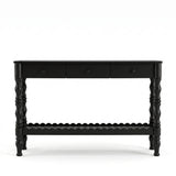 Solid Wood Console Table Vintage Sofa Table Entryway Table Display Stand Accent Table with 3 Drawers, Black