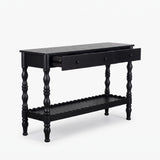 Solid Wood Console Table Vintage Sofa Table Entryway Table Display Stand Accent Table with 3 Drawers, Black
