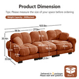 Modular Chenille Cloud Sofa 3-Seater Sofa - Soft Padded Couch with 3D Quilted Cushions & Pillows