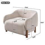 Chenille Upholstered Accent Chair, Armchair with Recessed Arms & Rubberwood Legs, Single Chair for Reading, Living Room, Bedroom