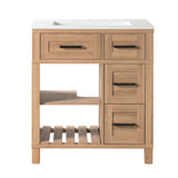 30" Bathroom Vanity Bathroom Cabinet with Stain&Scratch-Resistant Sink, Adjustable Shelves & Breathable Hollow Shelf, Natural