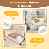 Twin Size Velvet Upholstered Daybed Sleeper Sofa Bed Platform Bed with Under-Bed Storage & Padded Interchangeable Side Panels, Beige