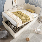 Twin Size Velvet Upholstered Daybed Sleeper Sofa Bed Platform Bed with Under-Bed Storage & Padded Interchangeable Side Panels, Beige
