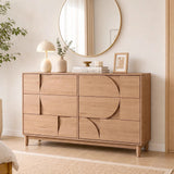 6 Drawer Dresser for Bedroom, 55.1" W Chest of Drawers with Anti-Tip Device, TV Stand Clothes Storage Organizer for Living Room