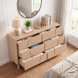6 Drawer Dresser for Bedroom, 55.1" W Chest of Drawers with Anti-Tip Device, TV Stand Clothes Storage Organizer for Living Room
