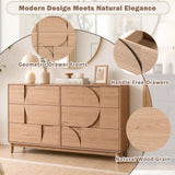 6 Drawer Dresser for Bedroom, 55.1" W Chest of Drawers with Anti-Tip Device, TV Stand Clothes Storage Organizer for Living Room