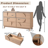6 Drawer Dresser for Bedroom, 55.1" W Chest of Drawers with Anti-Tip Device, TV Stand Clothes Storage Organizer for Living Room