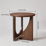 2pcs Round Side Tables Rustic End Table, Rubberwood Center Table Accent Table with Curved Sculptural Base for Living Room & Bedroom