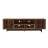 TV Stand for TVs up to 85", TV Entertainment Center with Cable Management, Slatted Doors & Open Shelves for Living Room, Bedroom