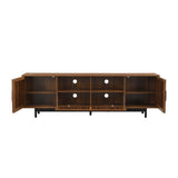 TV Stand for TVs up to 85", TV Entertainment Center with Cable Management, Slatted Doors & Open Shelves for Living Room, Bedroom