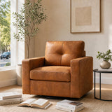 360° Swivel Accent Chair Rotation Single Sofa Chair Upholstered Club Chair Ergonomic Armchair Reading Chair, Light Brown