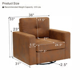 360° Swivel Accent Chair Rotation Single Sofa Chair Upholstered Club Chair Ergonomic Armchair Reading Chair, Light Brown