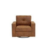 360° Swivel Accent Chair Rotation Single Sofa Chair Upholstered Club Chair Ergonomic Armchair Reading Chair, Light Brown