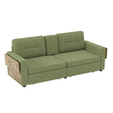 2-Seat Sofa Loveseat Comfy Chenille Upholstered Couch with Foldable Side Tables,Storage Drawers,Cup Holder Console&Soft Cushions, Green