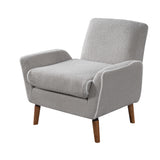 Upholstered Accent Chair Armchair Reading Chair Sofa Chair with Rubber Wood Legs & Well‑padded Cushion, Grey