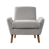 Upholstered Accent Chair Armchair Reading Chair Sofa Chair with Rubber Wood Legs & Well‑padded Cushion, Grey