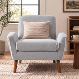 Upholstered Accent Chair Armchair Reading Chair Sofa Chair with Rubber Wood Legs & Well‑padded Cushion, Grey
