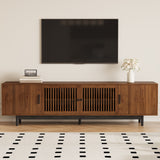 78.7" TV Stand for TVs Up to 85", TV Media Console with Adjustable Shelves, Cable Management, Slatted Door for Bedroom, Living Room