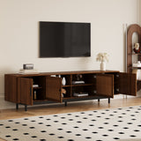 78.7" TV Stand for TVs Up to 85", TV Media Console with Adjustable Shelves, Cable Management, Slatted Door for Bedroom, Living Room