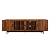 78.7" TV Stand for TVs Up to 85", TV Media Console with Adjustable Shelves, Cable Management, Slatted Door for Bedroom, Living Room