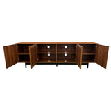 78.7" TV Stand for TVs Up to 85", TV Media Console with Adjustable Shelves, Cable Management, Slatted Door for Bedroom, Living Room