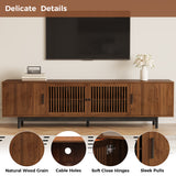 78.7" TV Stand for TVs Up to 85", TV Media Console with Adjustable Shelves, Cable Management, Slatted Door for Bedroom, Living Room