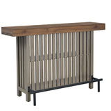 3-in-1 Kitchen Island Counter Height Table, Bar Table Prep Table Sideboard with Footrest, Grey+Brown