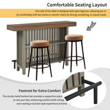 3-in-1 Kitchen Island Counter Height Table, Bar Table Prep Table Sideboard with Footrest, Grey+Brown