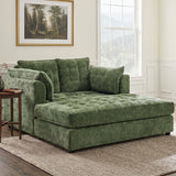 Chaise Lounge Sofa Upholstered 2-Seater Daybed, Ultra-Deep Tufted Couch with Pillow Armrests