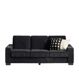 3-Seat Sofa 83" Comfy Upholstered Couch with Cup Holders & Soft Cushions, Black