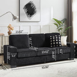 3-Seat Sofa 83" Comfy Upholstered Couch with Cup Holders & Soft Cushions, Black