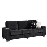 3-Seat Sofa 83" Comfy Upholstered Couch with Cup Holders & Soft Cushions, Black