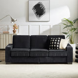 3-Seat Sofa 83" Comfy Upholstered Couch with Cup Holders & Soft Cushions, Black