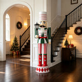 62"H Large Metal Nutcracker Soldier Statue, Standing Iron Christmas Decor in Red & Green for Indoor & Outdoor Festive Decor