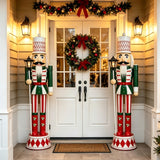 62"H Large Metal Nutcracker Soldier Statue, Standing Iron Christmas Decor in Red & Green for Indoor & Outdoor Festive Decor