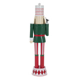 62"H Large Metal Nutcracker Soldier Statue, Standing Iron Christmas Decor in Red & Green for Indoor & Outdoor Festive Decor