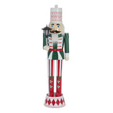 62"H Large Metal Nutcracker Soldier Statue, Standing Iron Christmas Decor in Red & Green for Indoor & Outdoor Festive Decor
