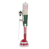 62"H Large Metal Nutcracker Soldier Statue, Standing Iron Christmas Decor in Red & Green for Indoor & Outdoor Festive Decor