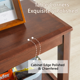 Rubber Wood Side Table, 2-Tier End Table Sofa Table with Open Shelf for Living Room, Bedroom