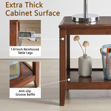 Rubber Wood Side Table, 2-Tier End Table Sofa Table with Open Shelf for Living Room, Bedroom