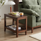 Rubber Wood Side Table, 2-Tier End Table Sofa Table with Open Shelf for Living Room, Bedroom