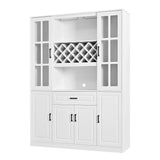 Wine Cabinet with Wine Rack & Glass Holder, Kitchen & Bar Cabinet with Drawer, Adjustable Shelves, Door Storage for Dining Room
