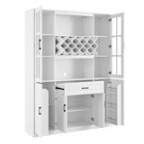 Wine Cabinet with Wine Rack & Glass Holder, Kitchen & Bar Cabinet with Drawer, Adjustable Shelves, Door Storage for Dining Room