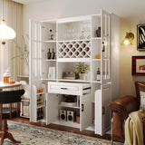 Wine Cabinet with Wine Rack & Glass Holder, Kitchen & Bar Cabinet with Drawer, Adjustable Shelves, Door Storage for Dining Room