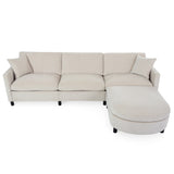 108" L-Shape Modular Sectional Sofa Upholstered 3-Seat Sofa with Soft Cushions, Ottoman & Storage Bag, Comfy Cloud Sofa Couch, Beige