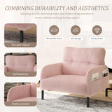 Corduroy Upholstered Accent Chair, Single Armchair with Side Storage Pockets for Reading, Living Rooms, Bedrooms