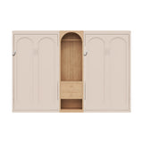 Double Twin Size in One Murphy Bed, Foldable Wall Bed with Wardrobe, Shelves & 2 Drawers for Bedroom, Guest Room, Office