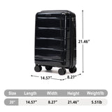 20" Glossy PP Hardshell Luggage Lightweight Carry-On Suitcase with Silent Spinner Wheels & Side Convenience Hook